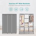 thumbnail image 3 of SortWise Portable Closet Wardrobe, 49inch Wide Non-Woven Fabric Clothes Organizer with 2 Hanging Rails and 8 Storage Shelves, Grey, 3 of 7