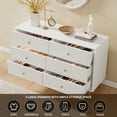 thumbnail image 5 of FURNIWAY 6-Drawer Double Dresser, White Dresser with Gold Handles, Fluted Panels, Modern Wood Chest, 5 of 7