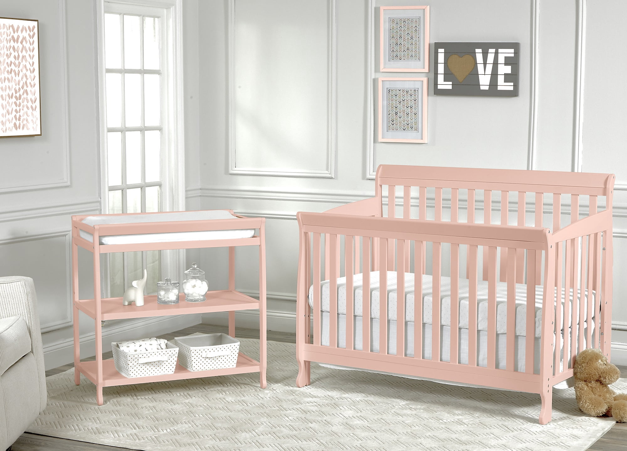 Suite Bebe Riley Crib and Toddler Guard Rail Bundle, Coral