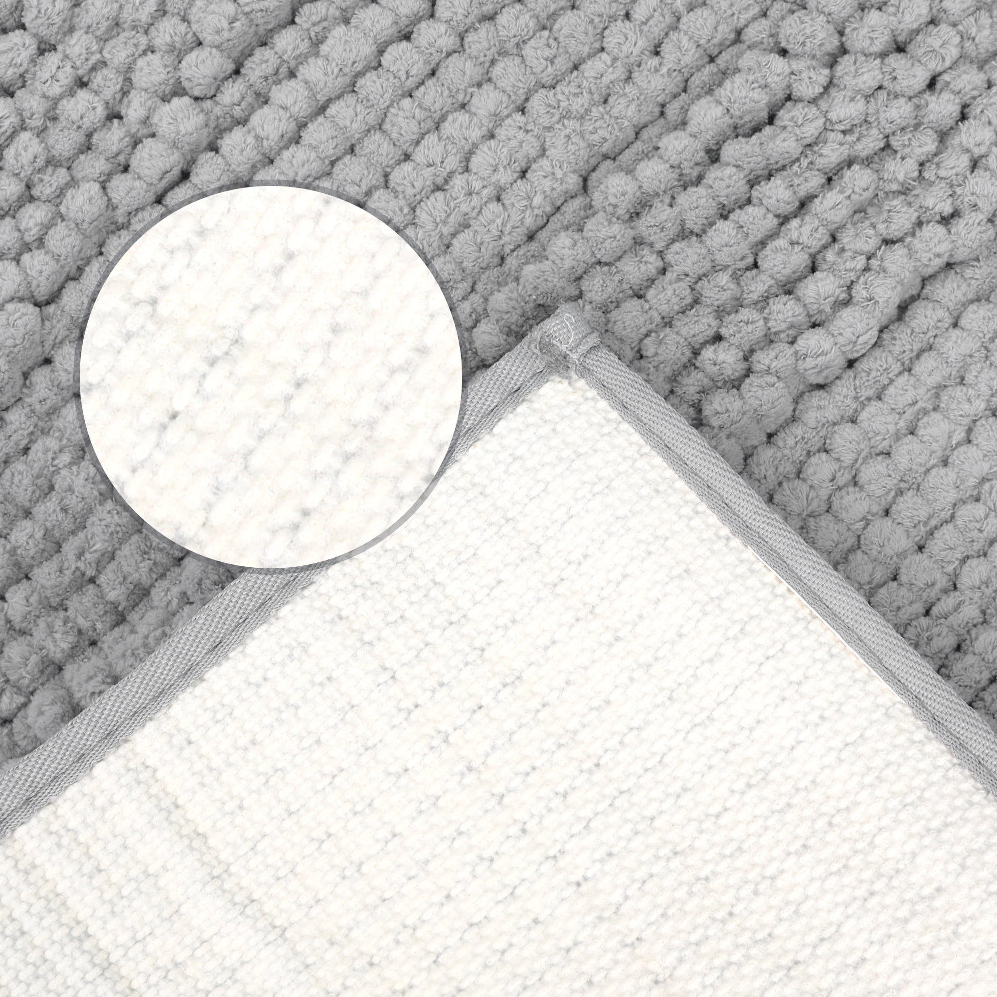 Unique Bargains Bathroom Mat Fluffy Chenille Non Slip Backing Baths Rugs Grey 16" x 24"