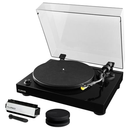 Fluance RT80 Classic High Fidelity Vinyl Turntable Record Player featuring Audio Technica AT91, Belt Drive, Built-in Preamp with Record Weight and 3 in 1 Stylus and Record Cleaning Vinyl Accessory Ki