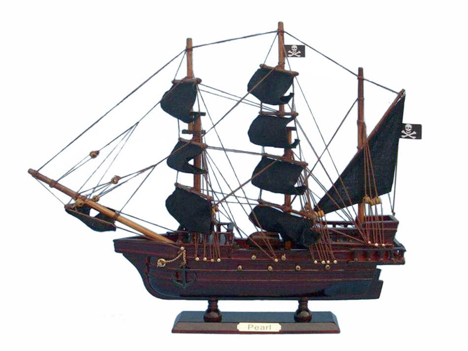 43" Wooden Pirate Ship Toy Nautical Ocean Pirates Ships Wood Boats Home Decor 
