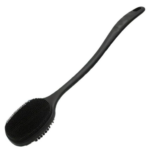 Texture Shower Brush Long Handle with Soft Silicone and Sturdy Nylon for Gentle to Deep Exfoliating Cleanse