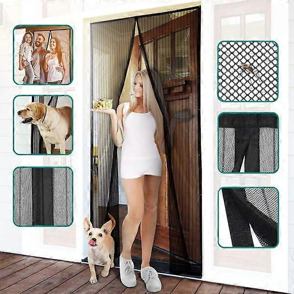 Magnetic Screen Door - 26 Strong Magnets - Full Frame Magic Adhesive Mesh Curtain