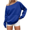 thumbnail image 3 of yoeyez Oversized Sweatshirt For Women Long Sleeve Off The Shoulder Pullover Blouse Casual Slouchy Comfy Fall Outfits With Pcokets Blue,L, 3 of 7