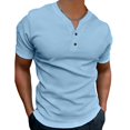 thumbnail image 6 of Mens Henley Shirts Short Sleeve Waffle Casual Tees Summer Athletic Work Gym T Shirts, XL, 6 of 7