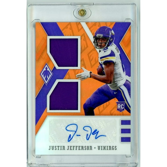 2020 Panini Phoenix Rookie Dual Jersey Auto Orange Justin Jefferson #RDA-JJ /50 Rookie Patch Autograph RPA Rookie RC Football Card
