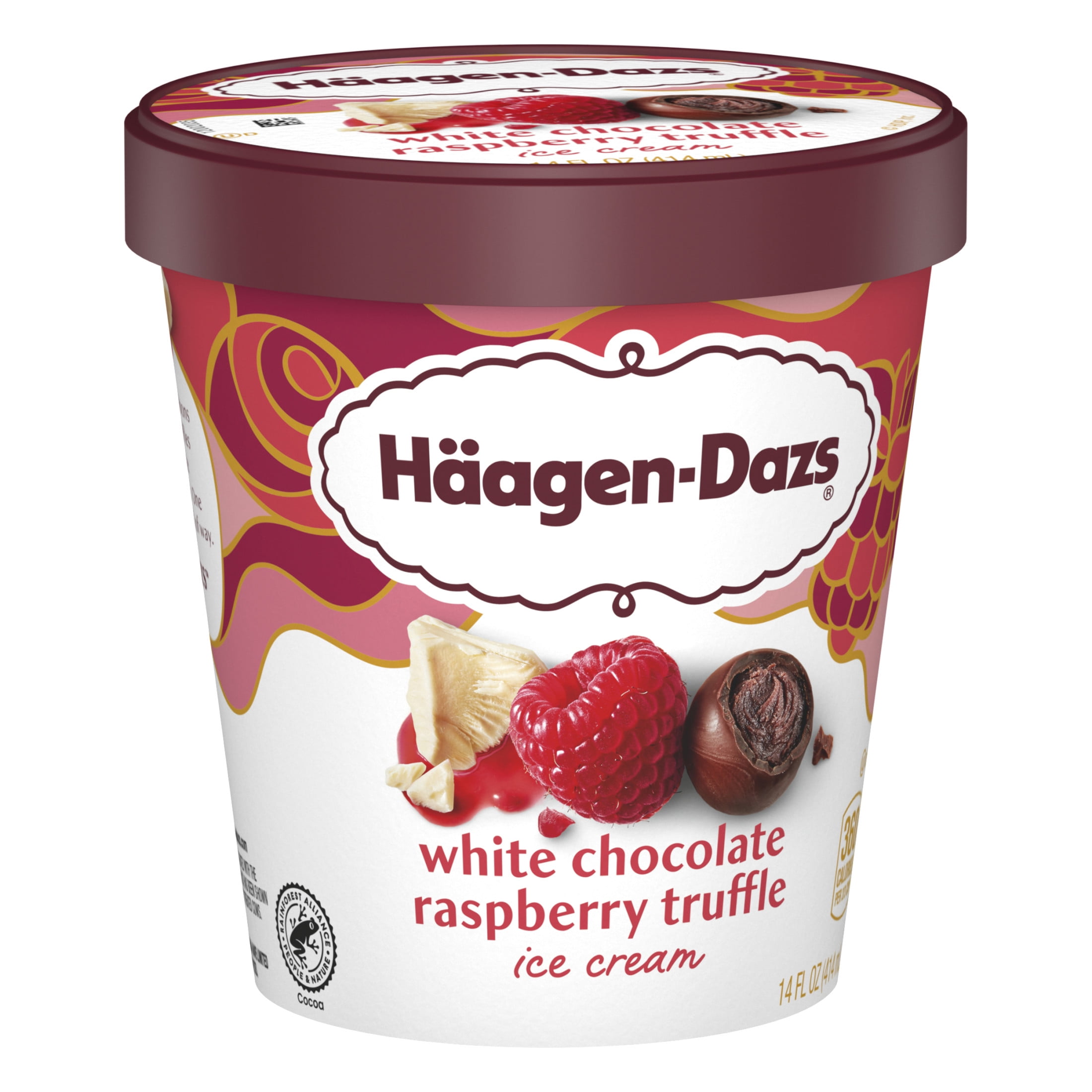 Haagen Dazs White Chocolate Raspberry Truffle Ice Cream, Gluten Free, Kosher, 14 oz