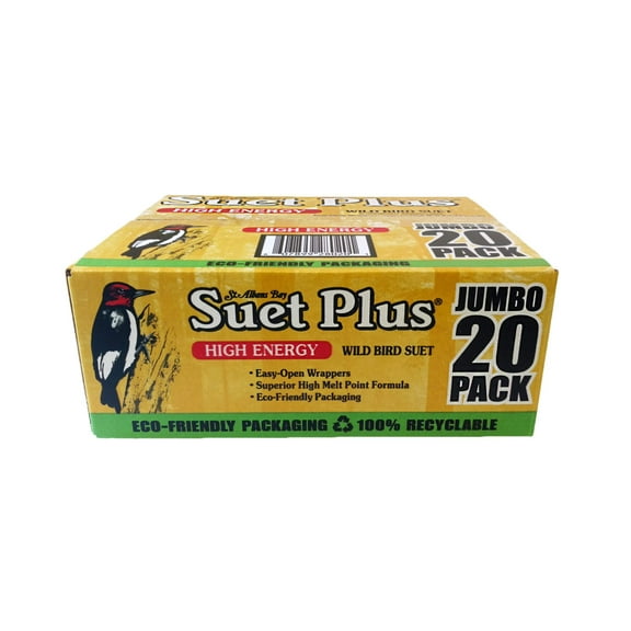 St. Albans Bay Suet Plus Suet Cakes High Energy - For Wild Birds - 20 Pack, 11 Ounce
