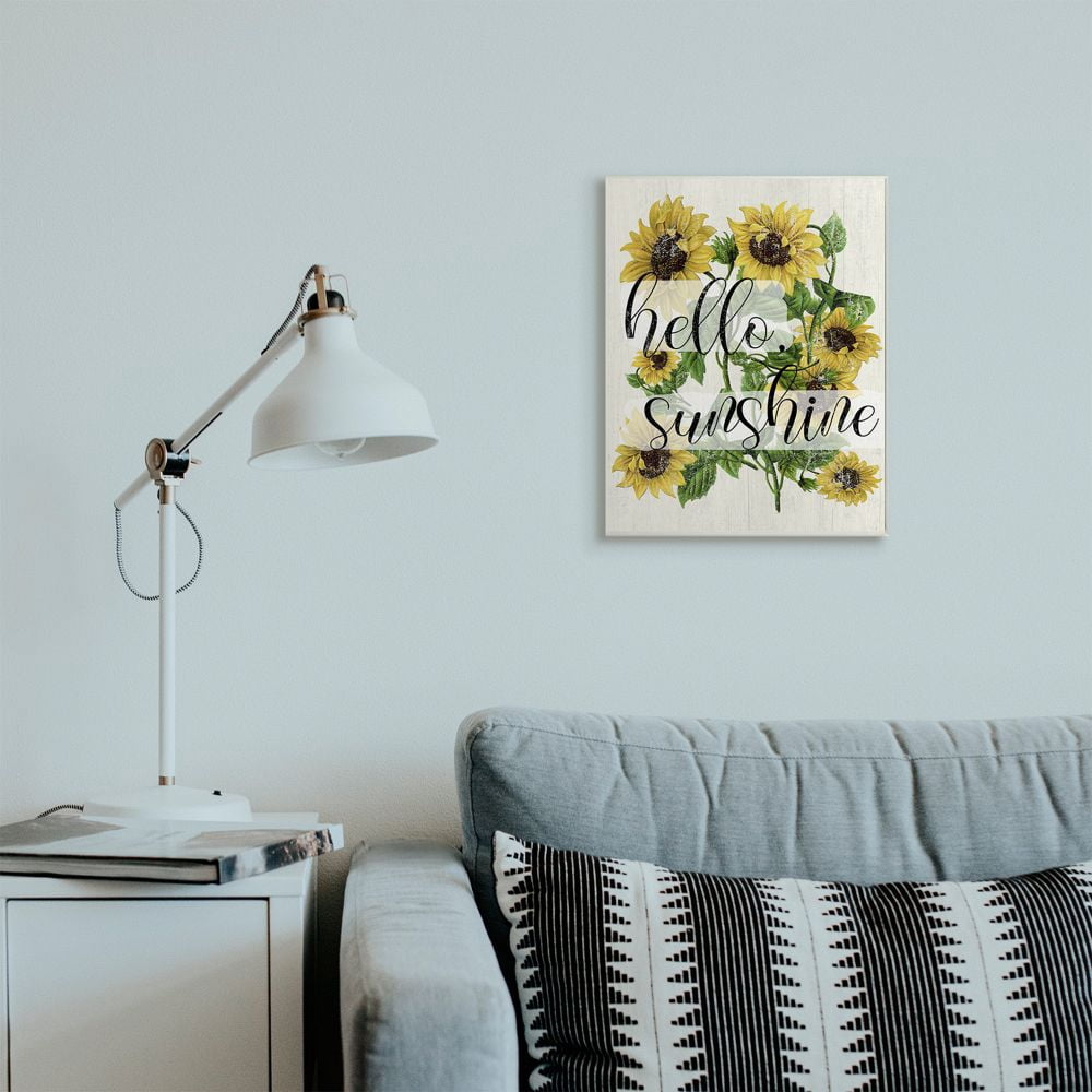 Stupell Industries Vintage Painted Sunflowers with Hello Sunshine Text Designed by Daphne Polselli