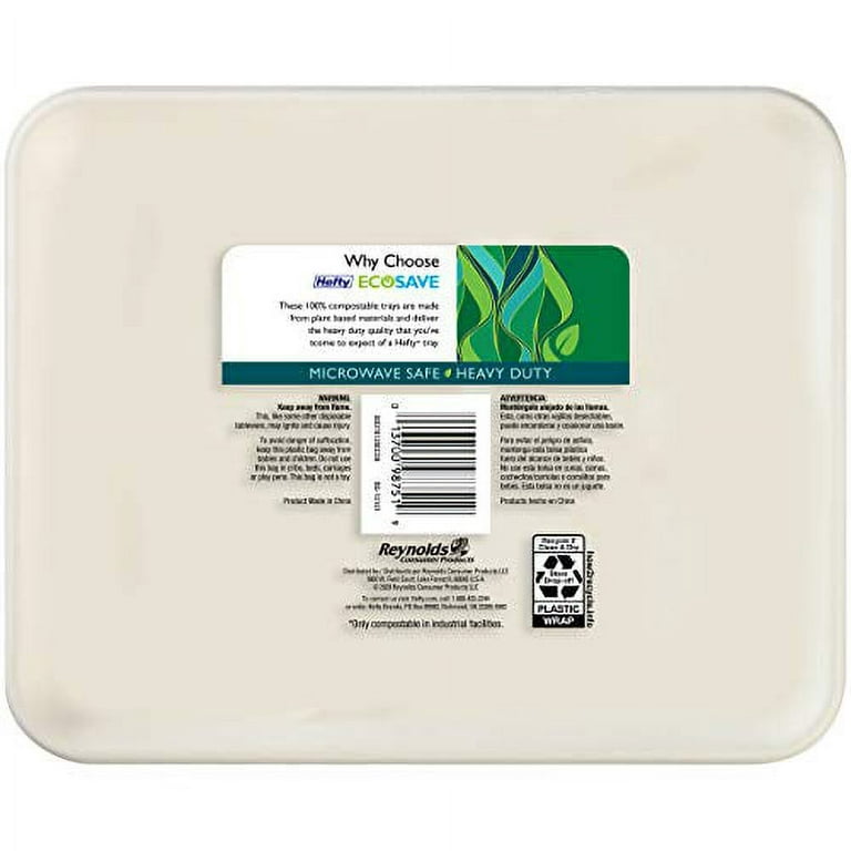 Hefty ECOSAVE 100% Compostable Platters Oval 12.5 Inch x 10 Inch White - 12  Count - Randalls