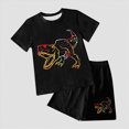thumbnail image 2 of TOWED22 Toddler Baby Boy Summer Clothes Set Kid Summer Hawaiian Print T-Shirt + Elastic Waist Pockets Shorts Clothes Set(Black,7-8 Y), 2 of 4