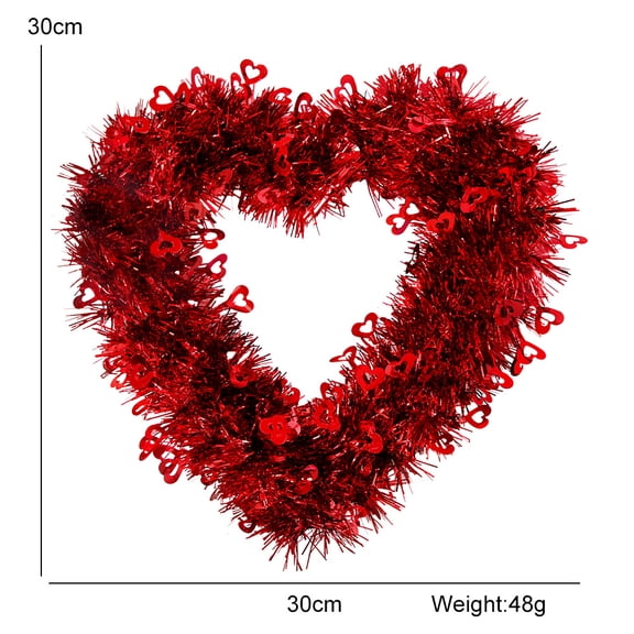 11.8" Valentine's Day Heart Shaped Wreaths, Exquisite Heart Shaped Valentine's Day Spring Wreath, Artificial Garlands Valentine's Day Decorations, Front Door Wreaths for Home Decorations