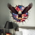 thumbnail image 2 of Patriotic Eagle Wall Decal with Cracked Wall Effect, 3D Illusion Sticker, American Flag and Fireworks Decor for Man Cave Garage Home Office, Independence Day Decoration, 2 of 6