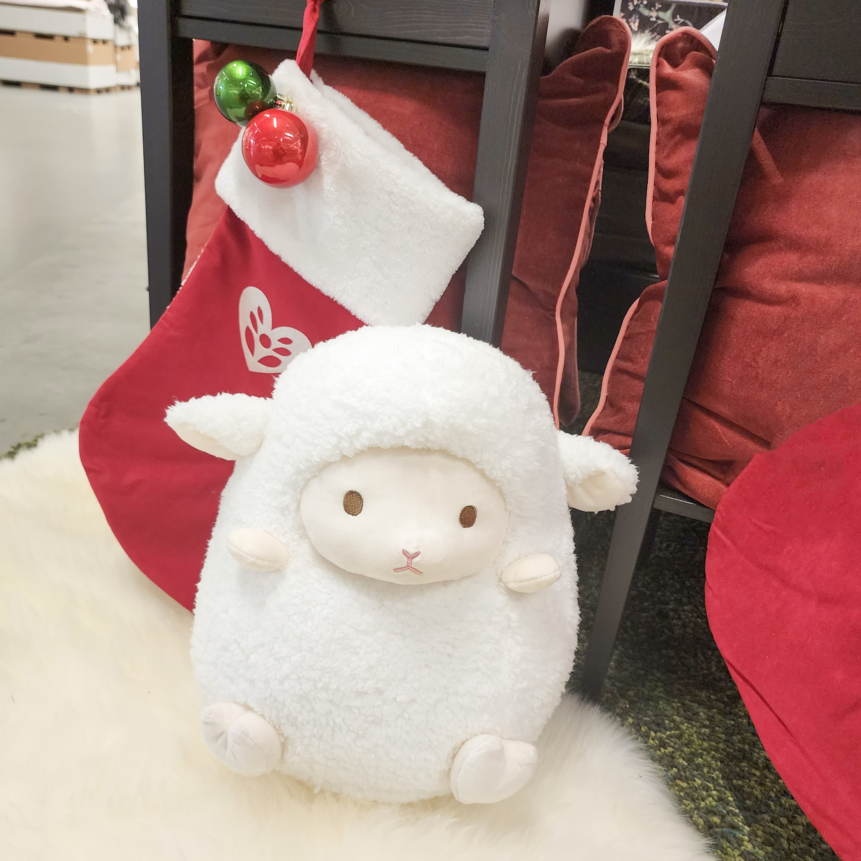 WEIGEDU White Lamb Plush Toy Sheep Stuffed Animals Pillow Cushion Plush for Kids Babies Birthday Easter Bedtime Gift, 14"