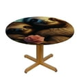 thumbnail image 3 of Sheronv Sloth Baby Tree Round Table Cover Stain Resistant Washable for Indoor Outdoor Kitchen Dining Wedding Parties Polyester Fabric Tablecloth 31"-35, 3 of 8