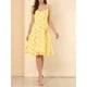 thumbnail image 5 of VESTIDO DE MUJER INSPIRE CHIC Escote en V Tirantes de Espagueti Estampado Floral Corte Acampanado Vestido de Verano Amarillo L, 5 of 7