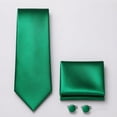 thumbnail image 5 of Mens Green Ties Formal Necktie and Pocket Square Cufflinks Sets Solid Color Satin Neckties Wedding, 5 of 12