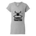 thumbnail image 2 of Wild Bobby, Family Tradition Buck Hunting, Hunting, Women Standard V-Neck Tee, Heather Grey, X-Large, 2 of 4