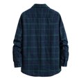 thumbnail image 3 of Mens Beach Shirts Men's Leisure Plaid Long Sleeve Slim Single Turn-Down Collar Shirt Mens Shirt Dark Blue L, 3 of 6