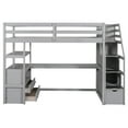thumbnail image 3 of Bellemave Twin Loft Bed with Stairs and Desk, Solid Wood High Loft Bed Frame with Storage Drawers and Bookshelf for Teens Adults (Gray), 3 of 9