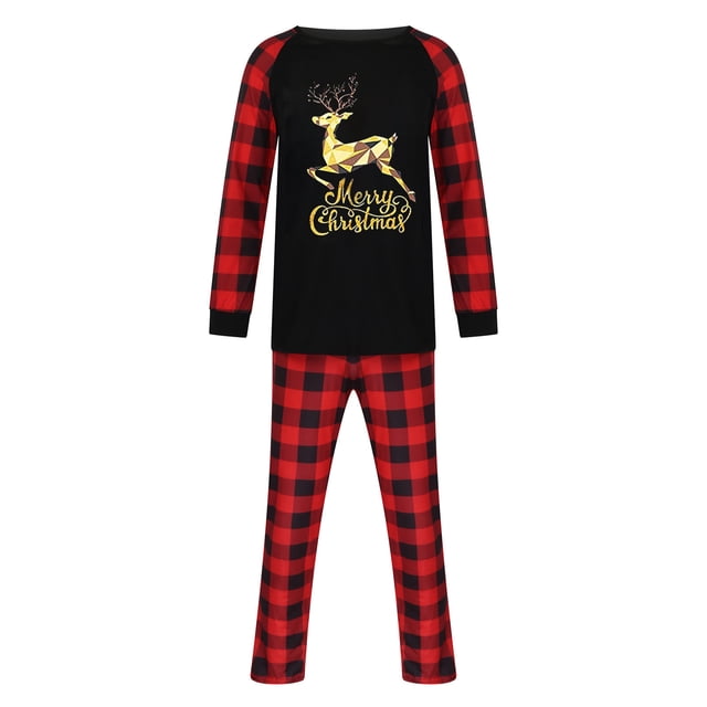 Pyjamas de Noël Assortis pour la Famille Ensemble de Pyjamas de Noël Pyjamas de Noël pour la Famille Ensemble Haut à Carreaux Rouges et Pantalon Long Ensembles de Vêtements de Nuit Pyjamas pour Garçons Taille 10-12 en Liquidation