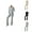 Grey, variant on Women's Two Piece Knit Matching Outfits Crew Neck Slit Hem Tee And Pants Tracksuit Sets Summer Capris