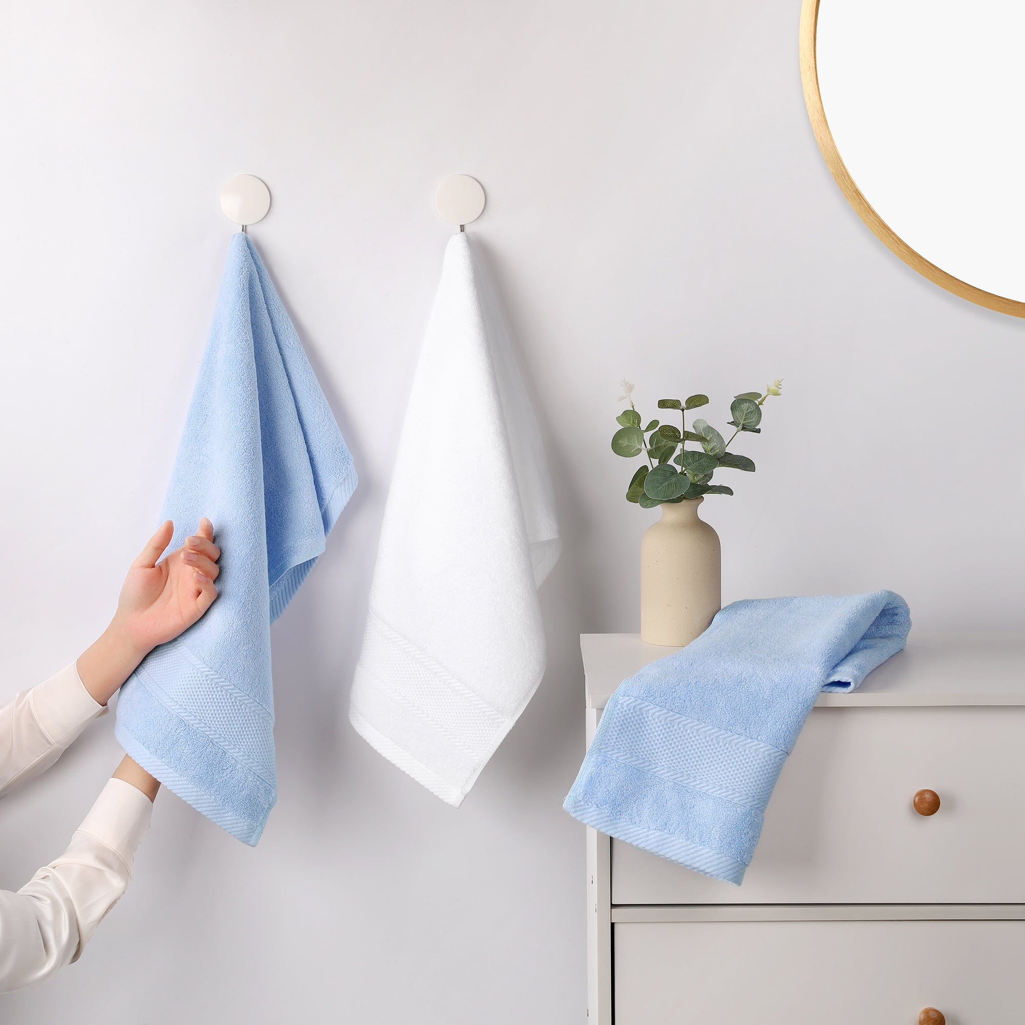 Unique Bargains Solid Hand Towel Set Cotton Face Towels Absorbent Light Yellow 4-Piece