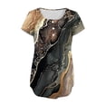 thumbnail image 4 of DeHolifer Womens Tops Summer Casual Floral Printed Crewneck Button Up Pleated Lightweight Loose T-Shirts Khaki S, 4 of 5