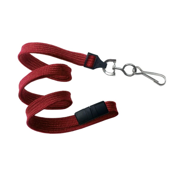 easyIDea Red Break-Away Lanyard w/ 3/8" Flat Strap and Swivel Hook | Pack of 25