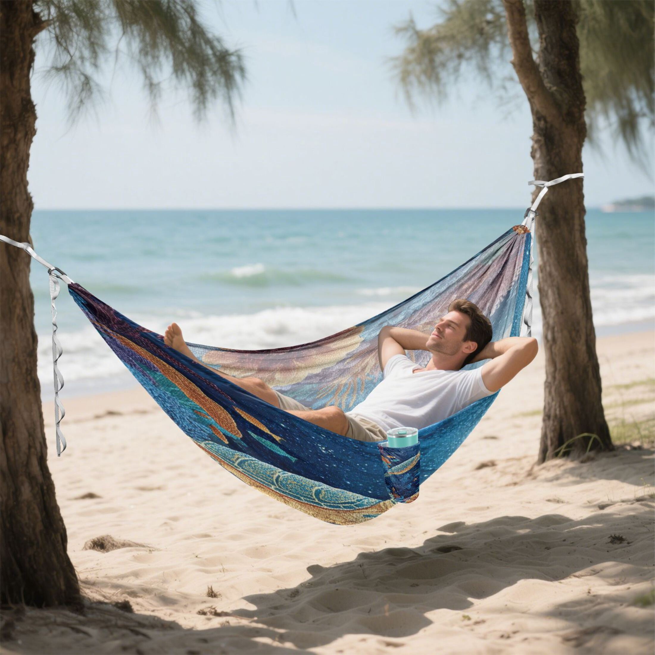 Hammock Camping Hammock Nylon Portable Hammock Travel Camping Hammock Blue Sea Coral Jellyfish