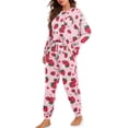 thumbnail image 2 of FOR U DESIGNS Strawberry Daisy Womens Lounge Sets 2 Piece Outfits Long Sleeve Crew Neck Tops and Pants with Pockets Size M Nightwear for Women Sleepwear Fall, 2 of 6