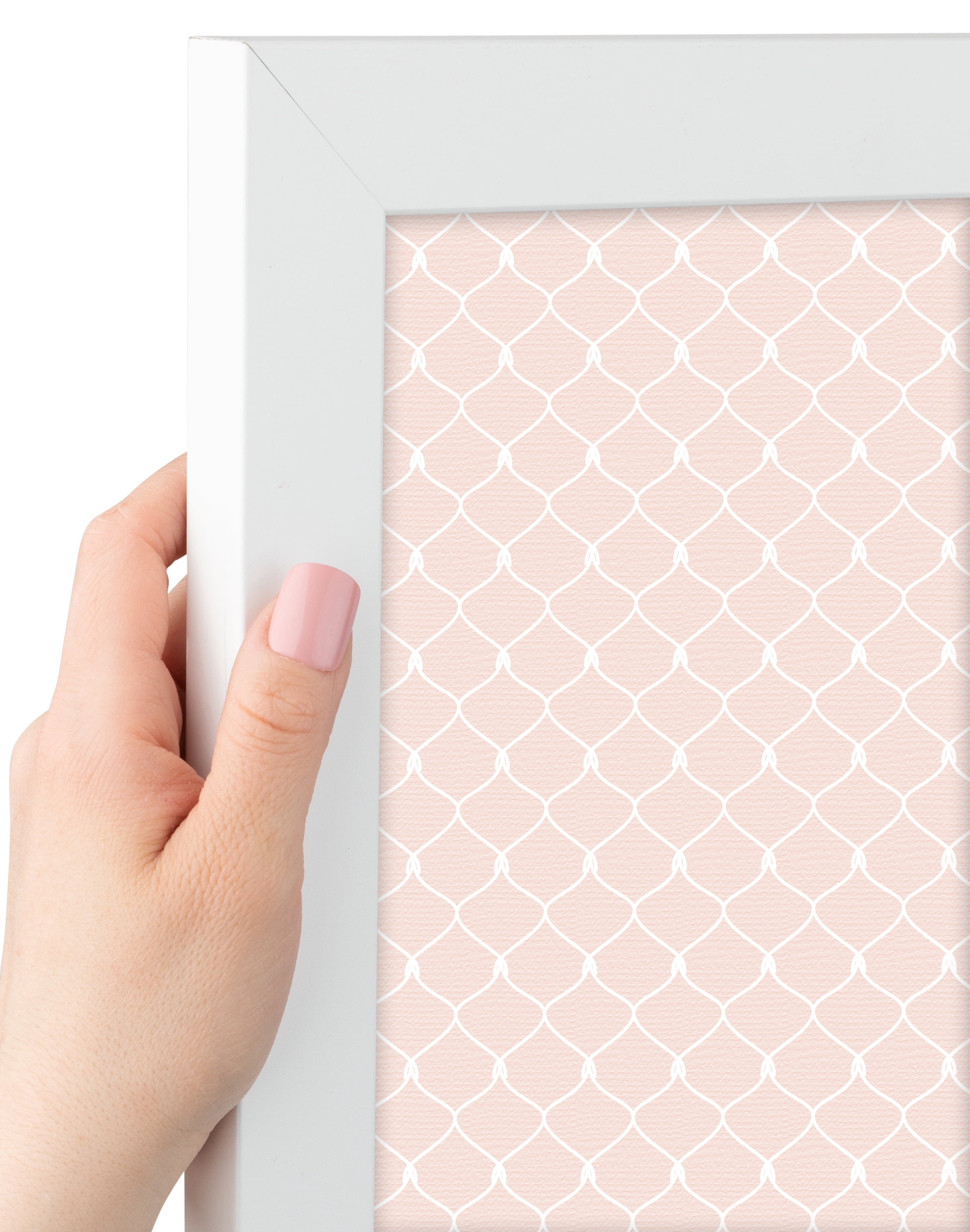 PinPix 36x24 Custom Cork Bulletin Board Baby Pink Chain Poster Board Has a Fabric Style Canvas Finish, Framed in Baby Pink Chain, by ArtToFrames (PinPix-575)