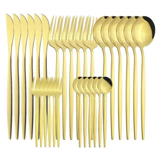 Cubiertos De Acero Inoxidable, Juego De Cubiertos Con Espejo, Juego De Cubiertos, Juego De Vajilla Resistente Y Duradero Cateissary HA043256-01