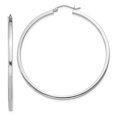 thumbnail image 1 of 925 Sterling Silver 2x50mm Square Tube Hoop Earrings Round, 1 of 6