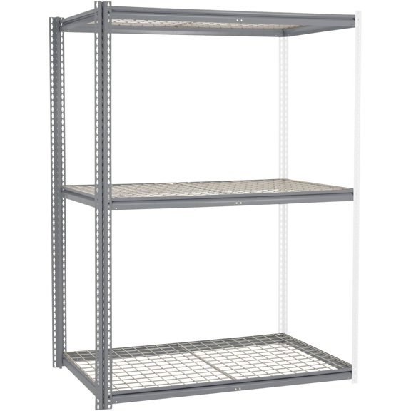 Global Industrial 581027GY 84 x 60 x 48 in. High Capacity 3 Levels Add-On Rack with Wire Deck, Gray