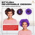 thumbnail image 2 of Double Layer Reversible Anime Bonnet for Men and Women - Comfortable Satin Silk Fabric with Elastic Soft Band, Akat Purple, 2 of 7