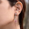 thumbnail image 6 of Dainty Pink Rose Drop Earrings with Crystal Accents - 1 Inch Romantic Floral Dangle Earrings Jewelry Earring Silver, 6 of 7