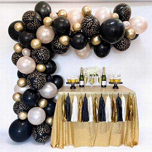 87pcs Diy Balloon Garland Arch Kit Black Gold Champagne Latex Balloons For 21 New Year Retirement Graduation Party Decoration Champagne Walmart Com