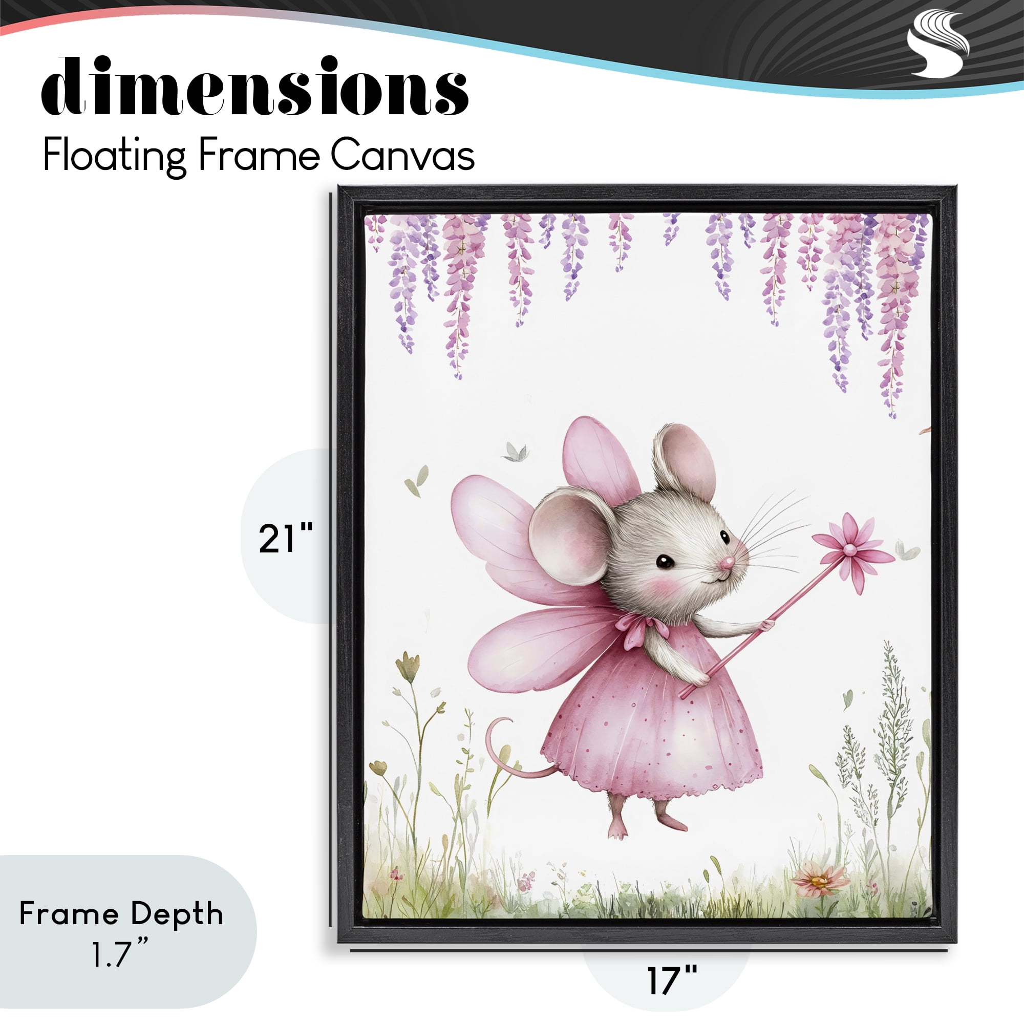 Stupell Industries Woodland Mouse Forest Fairy Black Framed Floater Canvas Wall Art, design by LSR Design Studio
