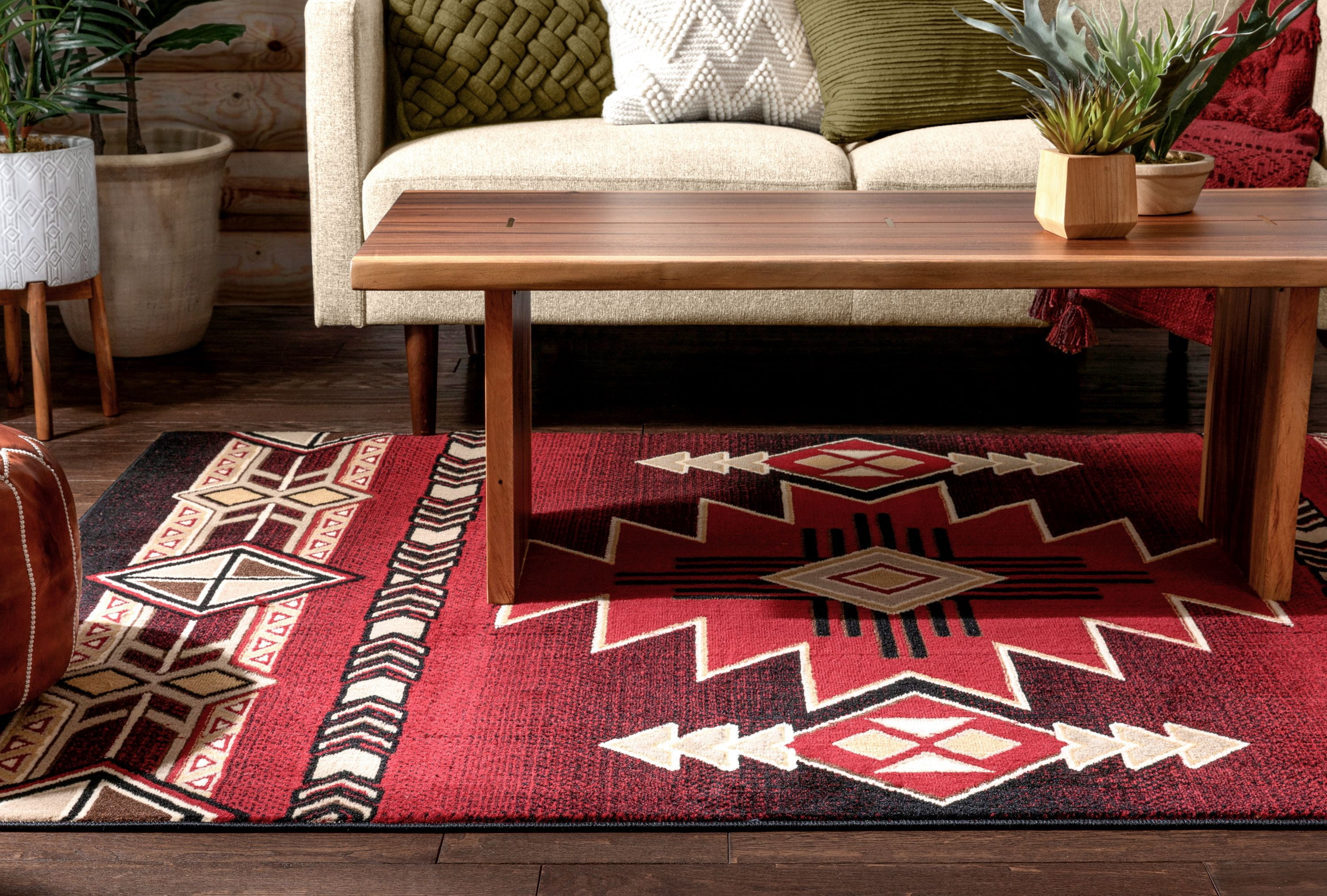 Well Woven Persa Dakota Tribal Aztec Southwestern Red 5'3" x 7'3" Area Rug