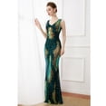 thumbnail image 4 of Vestido de noche largo elegante con lentejuelas y cola de pez para la noche, para exhibiciones de modelos de automóviles, para anfitriones de eventos, vestido largo con escote en V profundo, 4 of 6