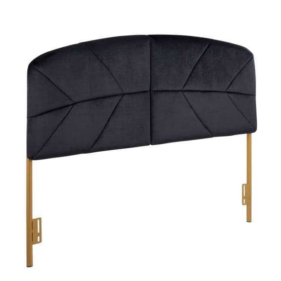 Miekor Furniture Contemporary Queen Headboard in Gold Steel and Black Velvet No3412