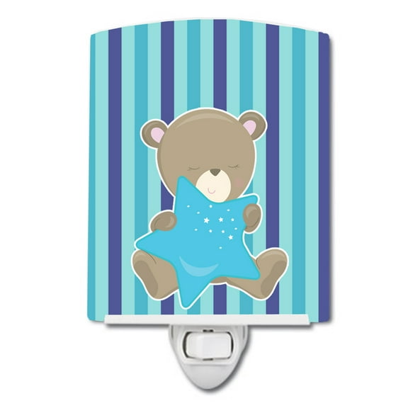 Caroline's Treasures BB8614CNL Baby Boy Bear with Star Ceramic Night Light, 6x4x3", multicolor