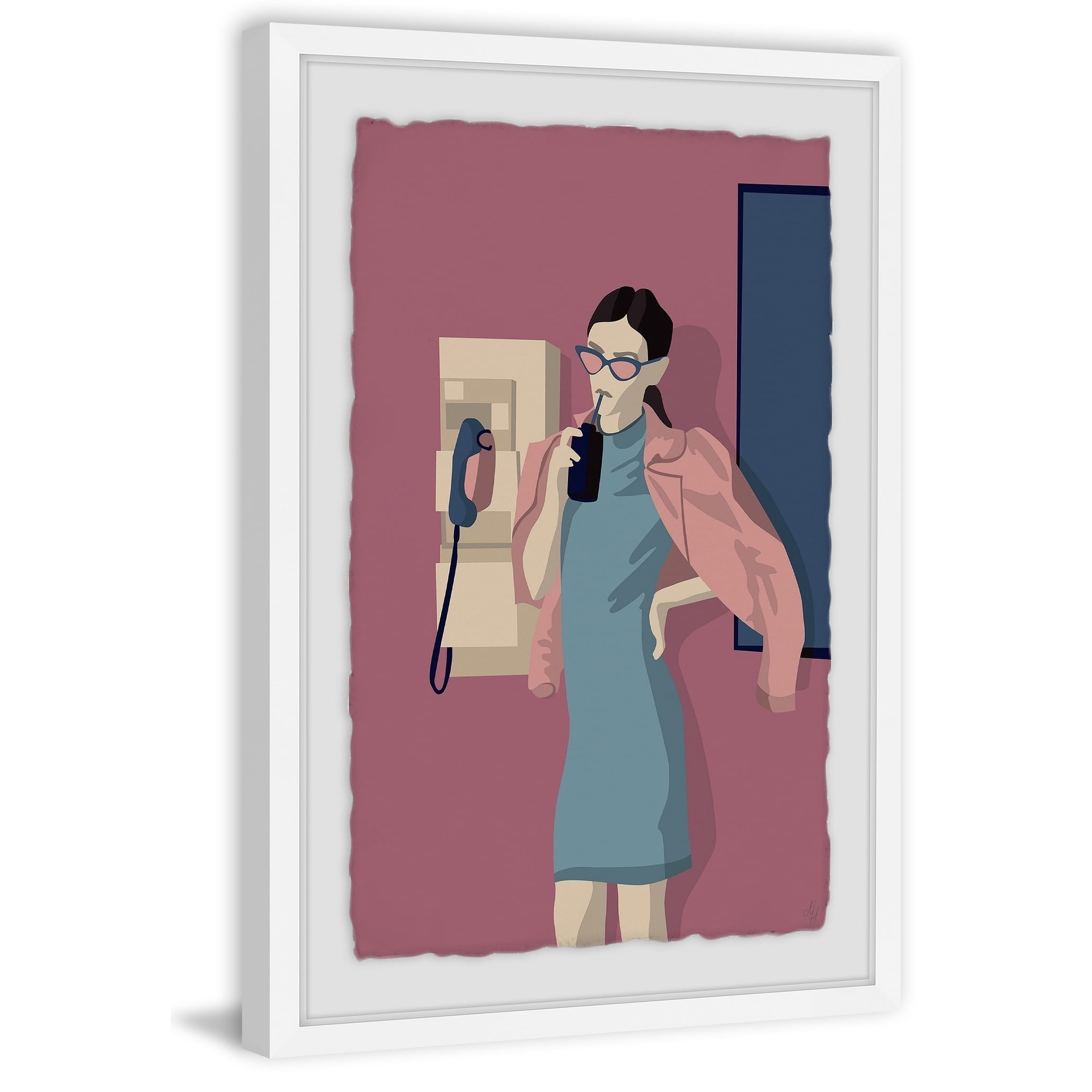 The Pink Fashion Framed Painting Art Print, 12.00" x 1.50"