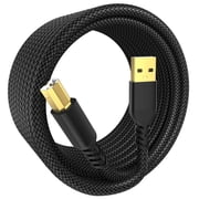 USB Printer Cable 16 Ft - Nylon Braided High Speed Long USB2.0 A to B Printer Cord for HP, Canon, Epson, Dell, Brother, Lexmark, Xerox, Scanner & MIDI