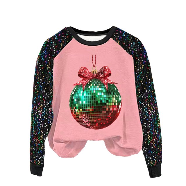 Pisexur Chandails de Noël pour Femmes, Mode des Fêtes, Imprimé Graphique de Pomme Rouge, Chandails à Enfiler de Noël, Hauts Décontractés à Manches Longues, Col Rond, Chandails Amples et Confortables d'Automne pour Femmes