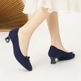thumbnail image 6 of Navy Women'S Casual Heels Featuring Bow Knitted Toe And Thick Heel Detail Shallow Mouth For Stylish Activities And Comfort, 6 of 6