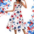 thumbnail image 1 of Vestido Del 4 de Julio Para Mujer, Holgado, Con Estampado de Bandera, Fluido, Maxi, Informal, Para Playa, Cuello En V, Sin Mangas, Vestido Largo de Verano Con Bolsillos, 1 of 3