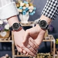 thumbnail image 3 of Tnobhg Couple Watch Round Battery Operated Faux Leather Strap Elegant 3-Hand Birthday Gift Adjustable Men Women Quartz Wrist Watch Fashion Jewelry, 3 of 8